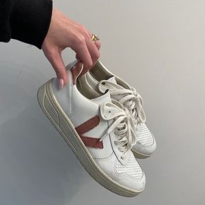 Madewell x Veja V-10 Sneakers with Pink Glitter